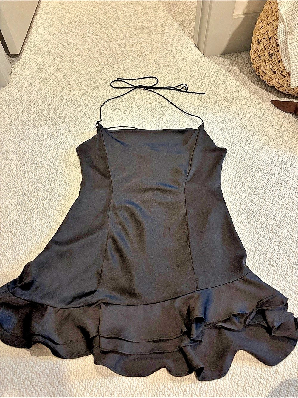 Black Ruffle Mini Dress Like New